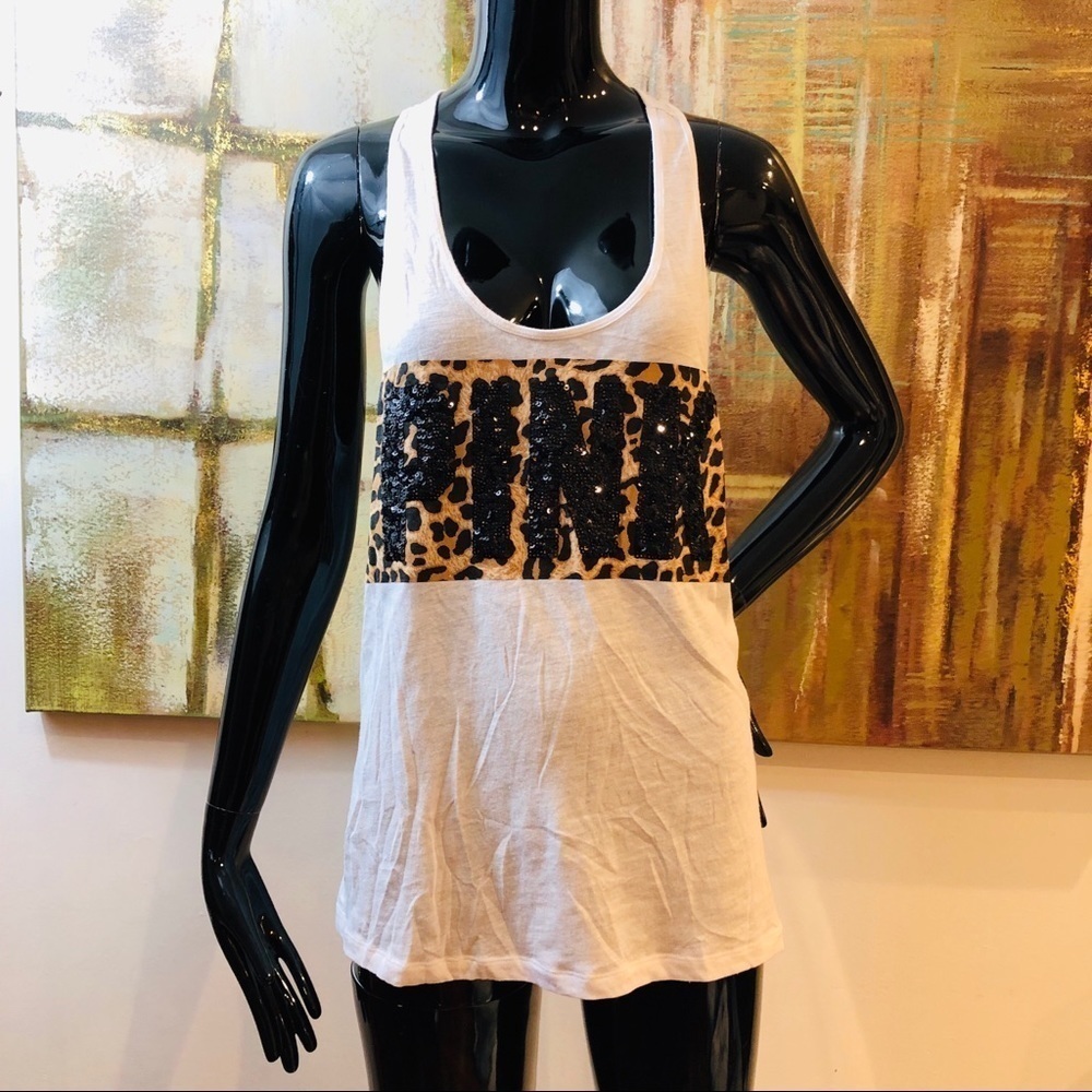 Pink Victoria’s Secret Leopard Sequin Tank Small